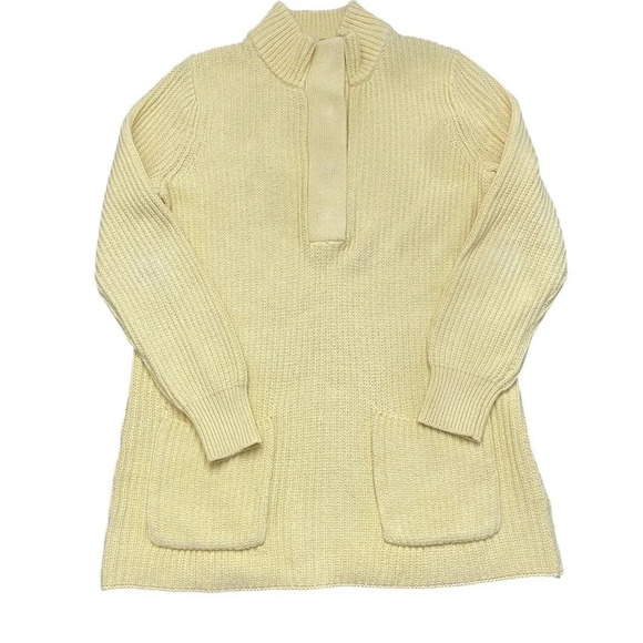Butter yellow Soft Surroundings Highland knit sweater tunic with pockets. Medium - Picture 1 of 4